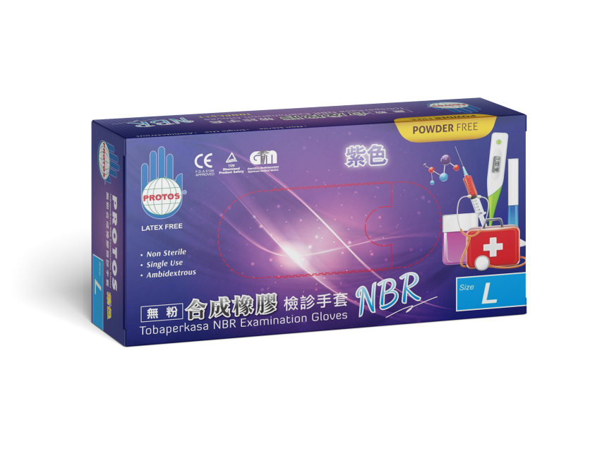 NBR Purple (Medium) - Protos NBR Examination Gloves